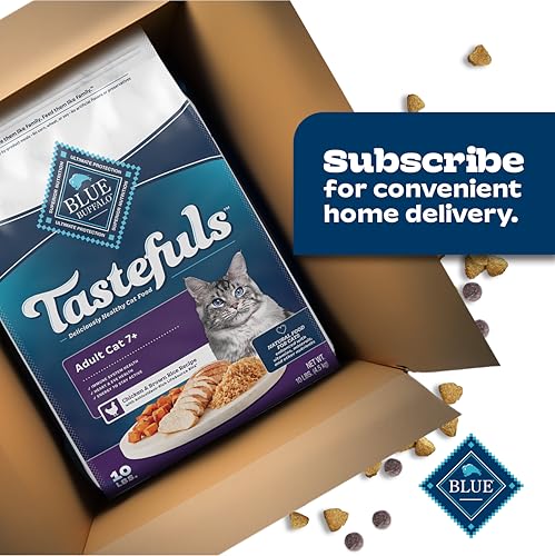 Blue Buffalo Tastefuls Adult 7+ Natural Dry Cat Food, Chicken & Brown Rice 10lb Bag