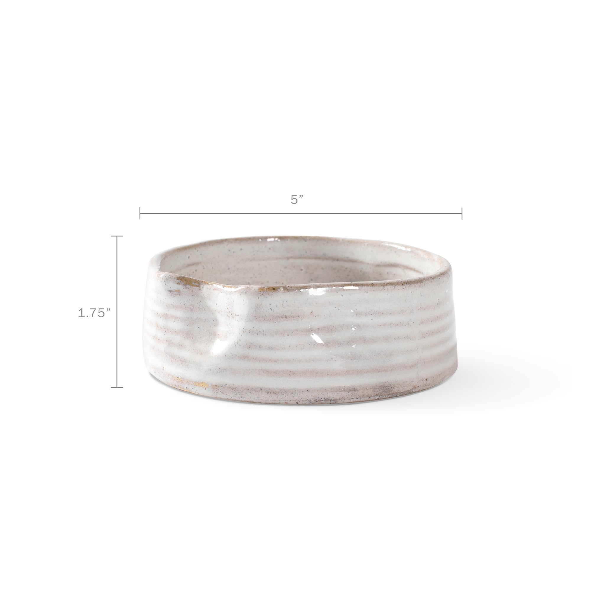 Fringe Studio Stoneware Pet Bowl, Small, Ribbed White, Model 500006