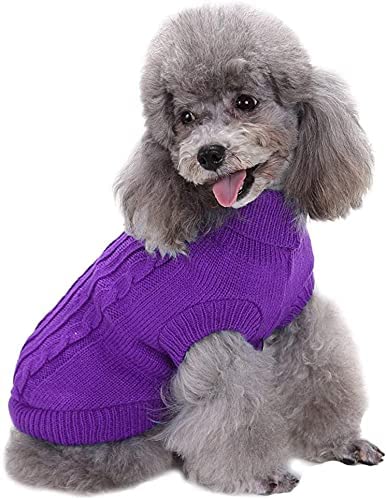 Chborchicen Small Dog Sweaters Knitted Pet Cat Sweater Warm Dog Sweatshirt Dog Winter Clothes Kitten Puppy Sweater (Xx-Small, Pu