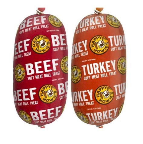 Happy Howies Soft Meat Roll Treat - Dog Food Rolls, High Protein, Natural Ingredients, for All Dogs, Made in USA - Beef, Turkey