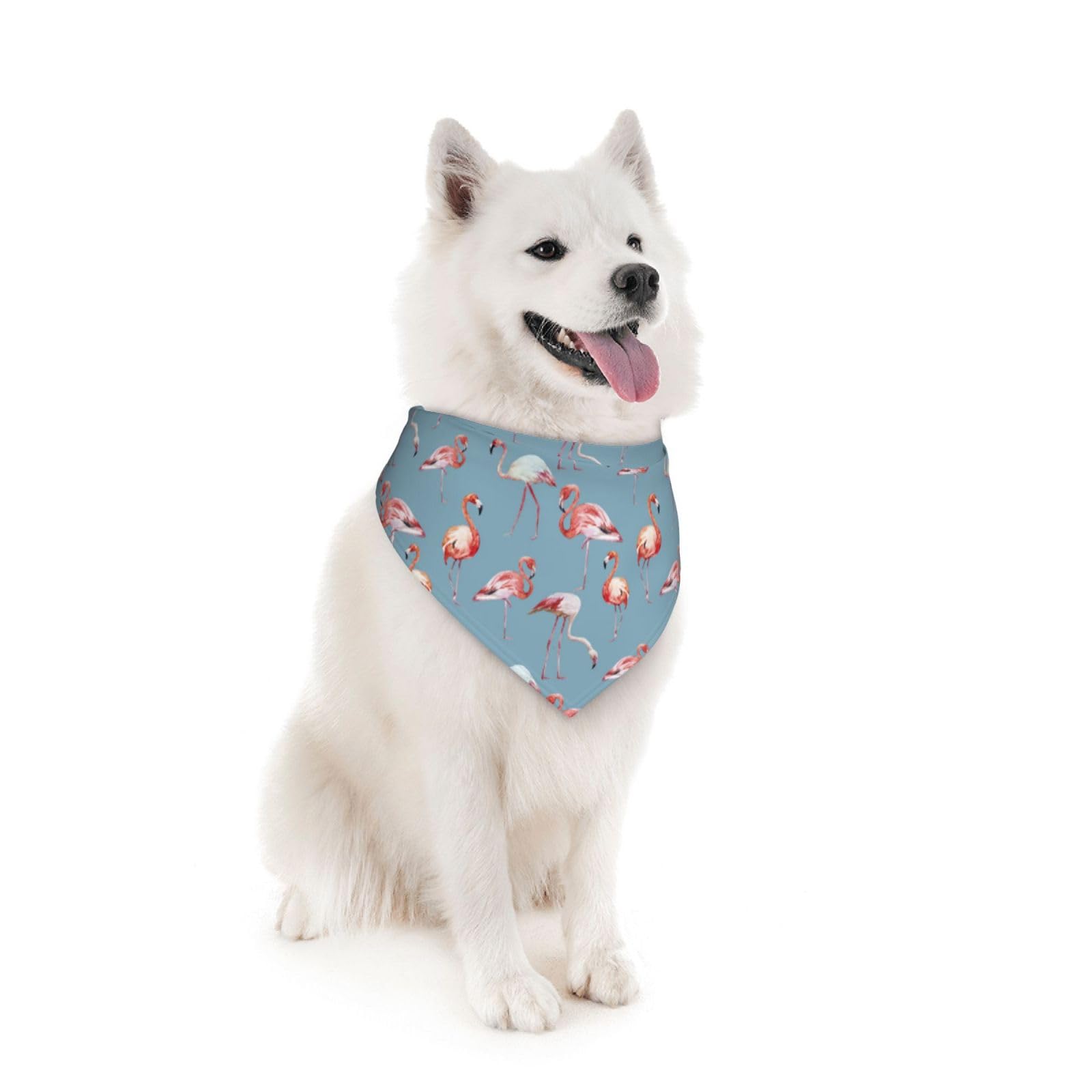 Flamingos Tropical Blue Dog Bandana Scarf Triangle Bibs Pet Accessories Cat Kerchief