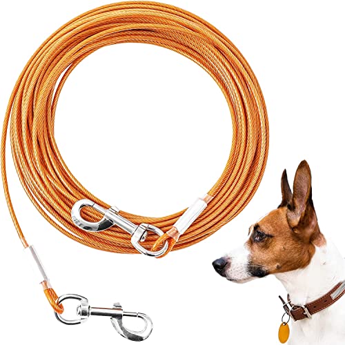 Tie Out Cable For Dogs, 20/50/30/ 100Ft Dog Leads For Yard Chew Proof, Heavy Duty Dog Tie Out Cable For Large Dogs Up To 250Lbs, Durable Dog Runner Tether Line For Outdoor, Yard And Camping