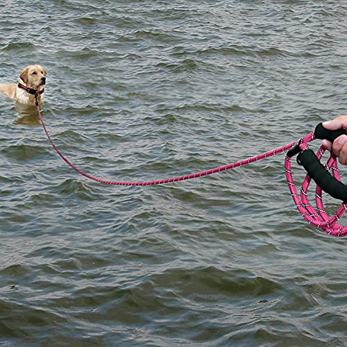 Plutus Pet Long Rope Dog Leash, With Comfortable Padded Handle, Reflective Nylon Heavy Duty Rope Leash, 15Ft 20Ft 30Ft 50Ft 66Ft Dog Training Leash For Small Medium Large Dogs (50Ft, Pink)