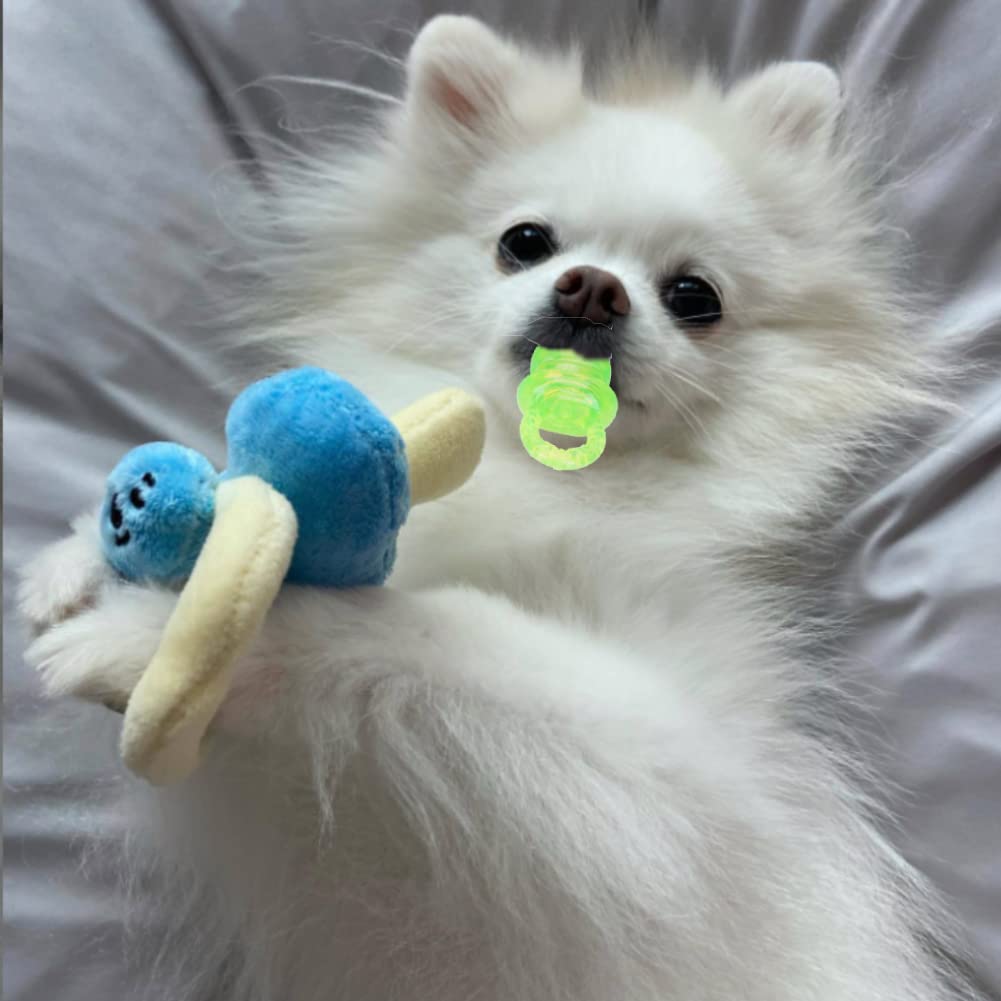 5Pcs Pet Chew Toy Nipple Shape Cat Dog Biting Toy Cute Puppy Kitten Molar Toy Dogs Chew Pacifier Toy Set Pet Interactive Chew Toy (Green)