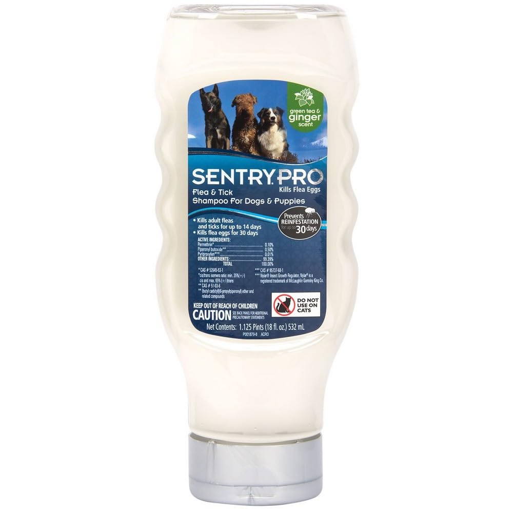 Sentry Pro Flea And Tick Shampoo For Dogs, Rid Your Dog Of Fleas, Ticks And Other Pests, Ginger Scent, 18 Oz