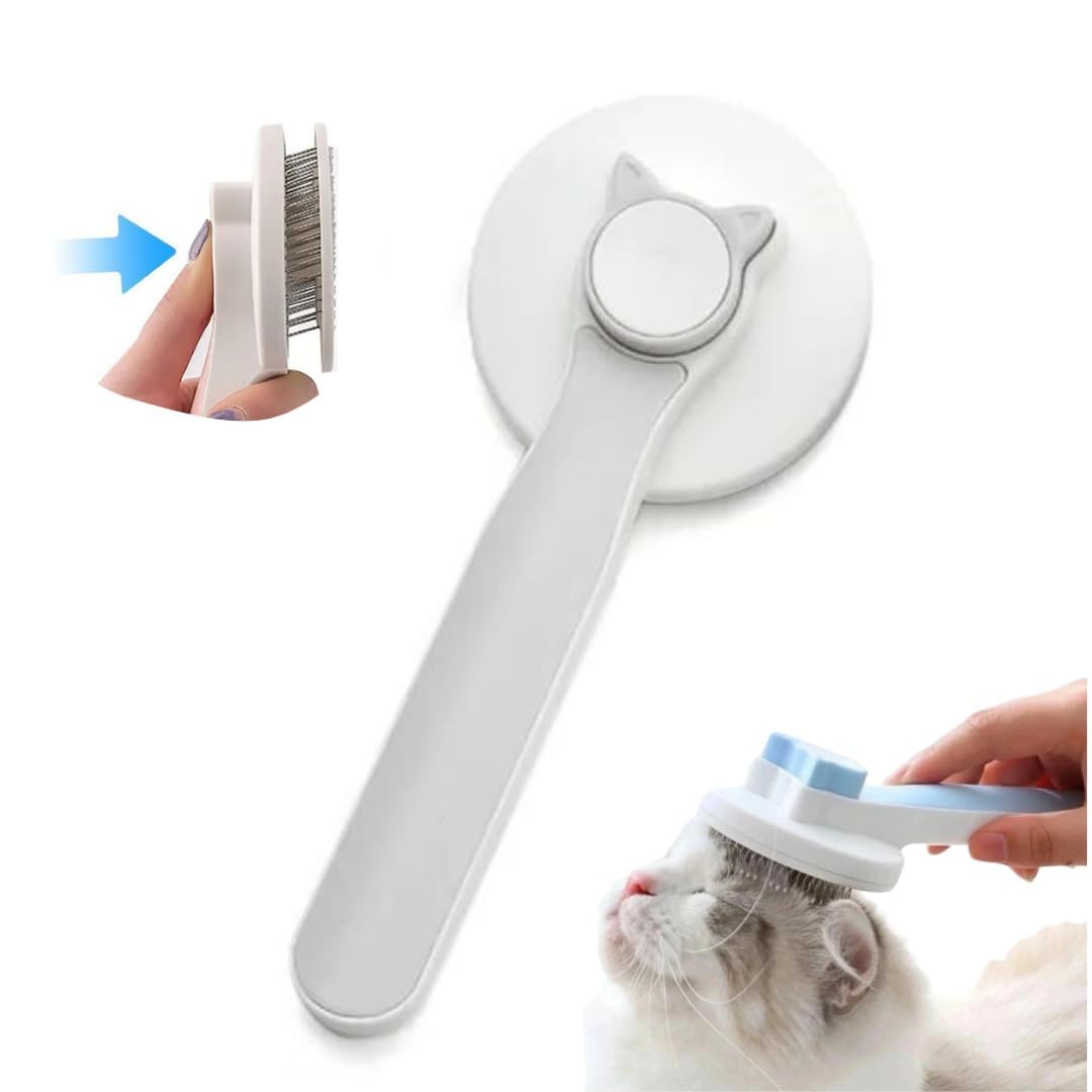 Versatile Pet Grooming Brush - Gently Removes Loose Undercoat, Suitable For Cats And Dogs, Ideal For Massage (Gray)