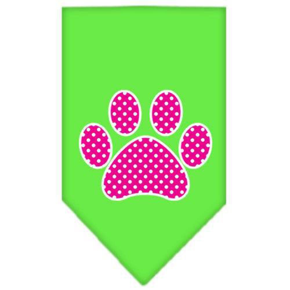 Mirage Pet Products Pink Swiss Dot Paw Screen Print Bandana for Pets, Large, Emerald Green
