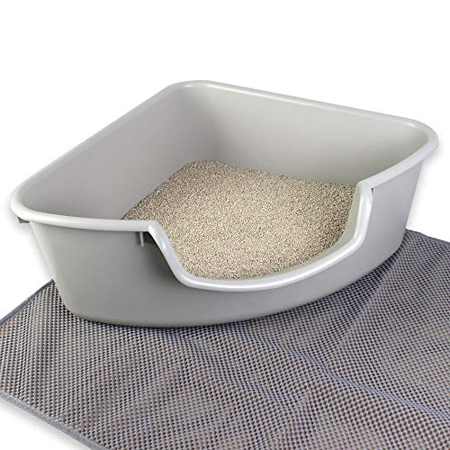 SmartCat Corner Litter Box - Gray Plastic Cat Litter Box, Model 546000, Space-Saving Design
