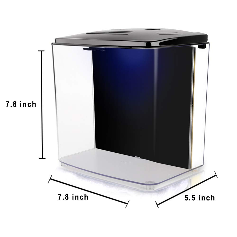 1.2Gallon Betta Aquarium Starter Kits Square Fish Tank With Led Light And Filter Pump