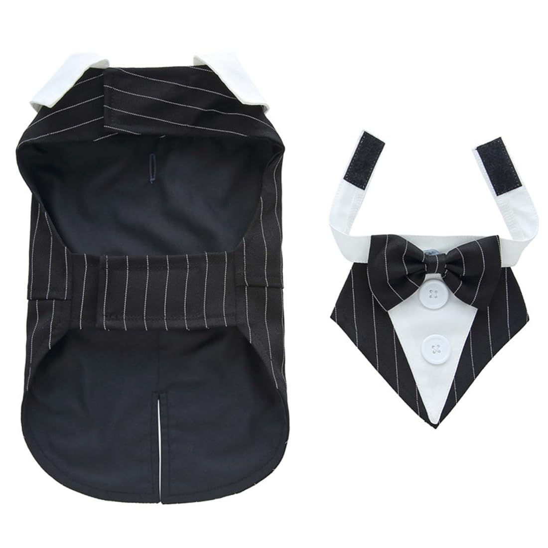 Doteyayp Puppy Tuxedo With Detachable Bowtie Prom Wedding Formal Wear Prince Costume For Small Dog (Small, Black Stripe)