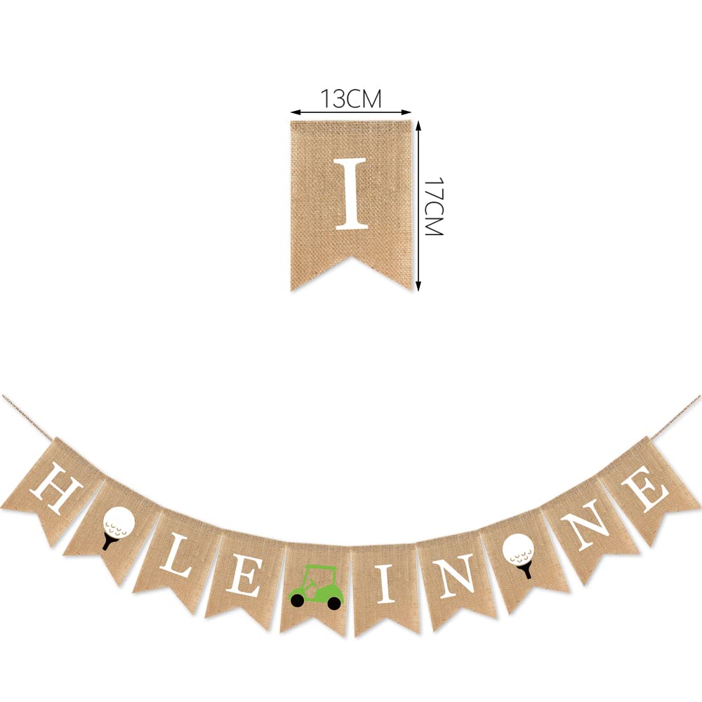 Hole In One Burlap Banner, Golf Banner For First Year Birthday,Golf Party Decorations And Supplies