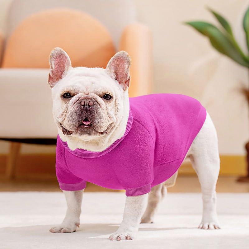 Idepet Dog Fleece Sweater - Soft Puppy & Cat Pullover Sweatshirt - Warm Winter Shirt - Classic Cat Apparel - X-Small, Purple