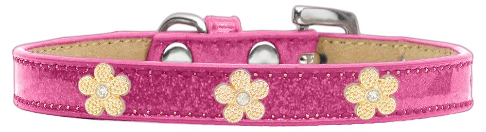 Mirage Pet Products Gold Flower Widget Dog Collar Pink, Ice Cream, Size 20
