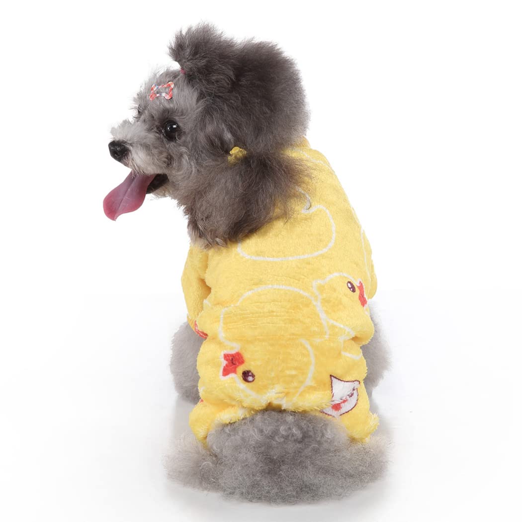 XIAOYU Cute Duck Coral Fleece Pet Clothes Dog Hoodie Coat Sweatshirts Soft Pajamas Winter Clothes(L)