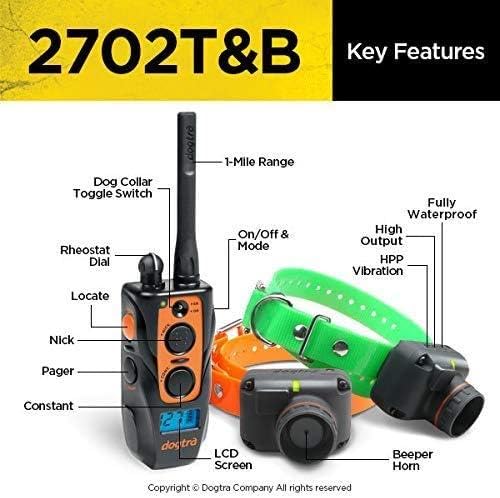 Dogtra 2702T&B Long Range 1-Mile 2-Dog Training & Beeper Remote Dog Training E-Collar For Upland Gun Dog