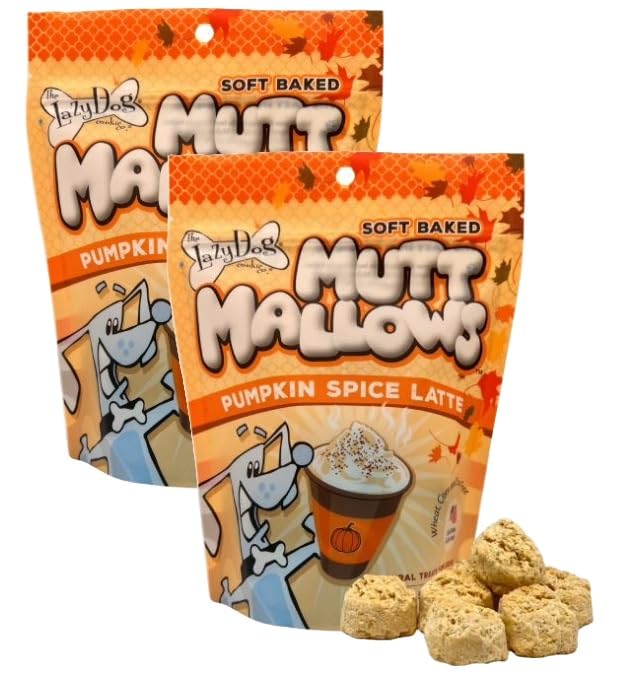 The Lazy Dog Cookie Co. Soft Dog Treats, Mutt Mallows Pumpkin Spice Latte, for Small, Medium and Large Dogs, Wheat-Free, Baked i