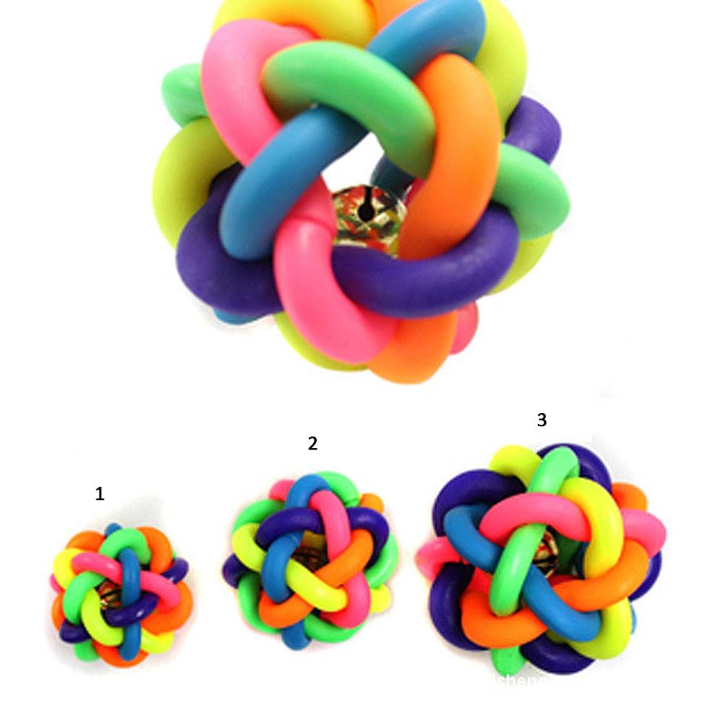 Zoomella Pet Dog Cat Toy Rainbow Rubber Round Ball With Bell Puppy Pet Toy 5.5Cm|Toys| Toys