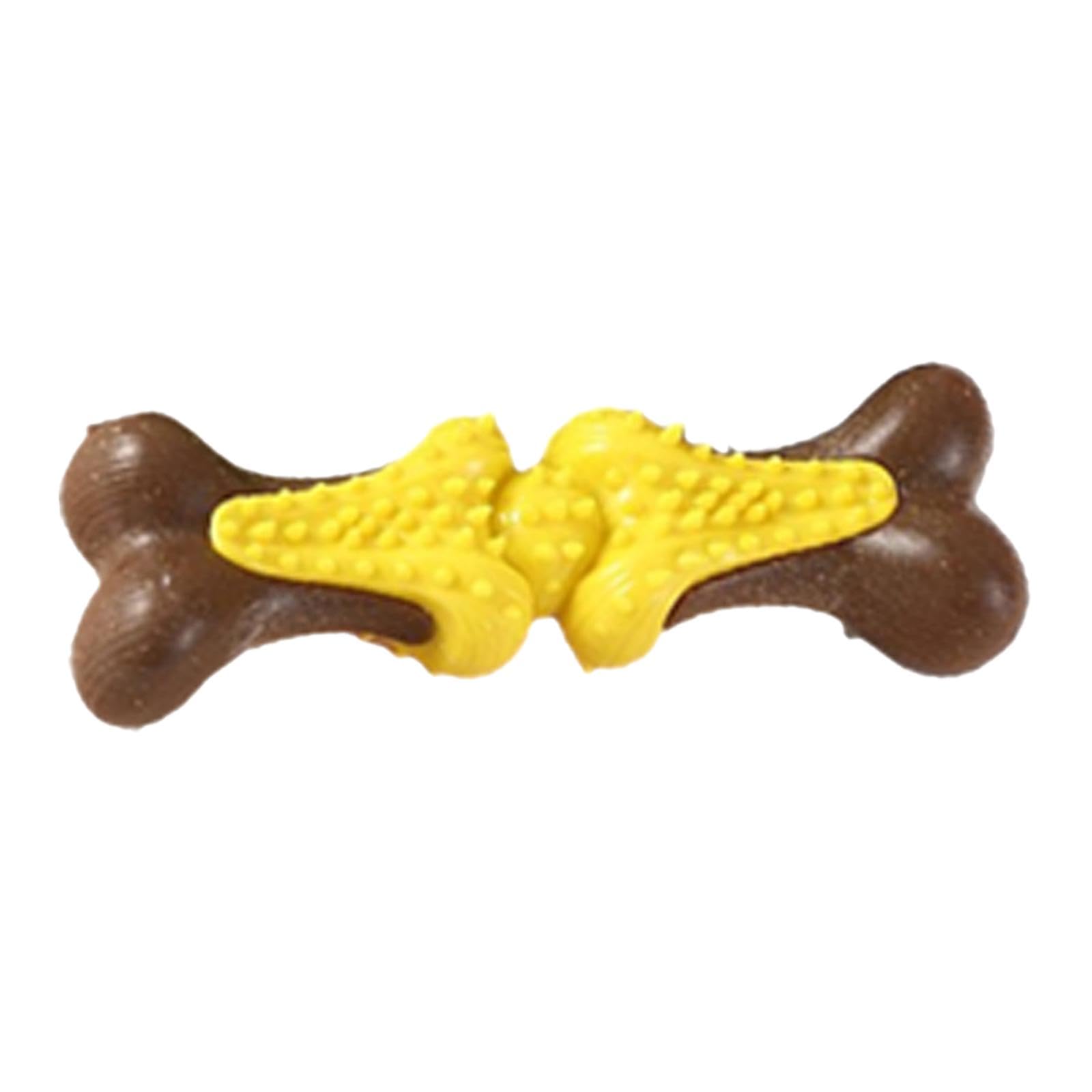 Myaddiction Dog Toys Bone Shaped Pet Exercise Puppy Teething Toy For Medium/Large Breeds Yellow