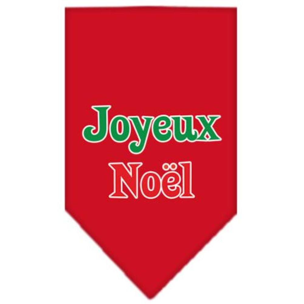 Christmas Pet and Dog Bandana Screen Printed, &quot;Joyeux Noel&quot; Red Small