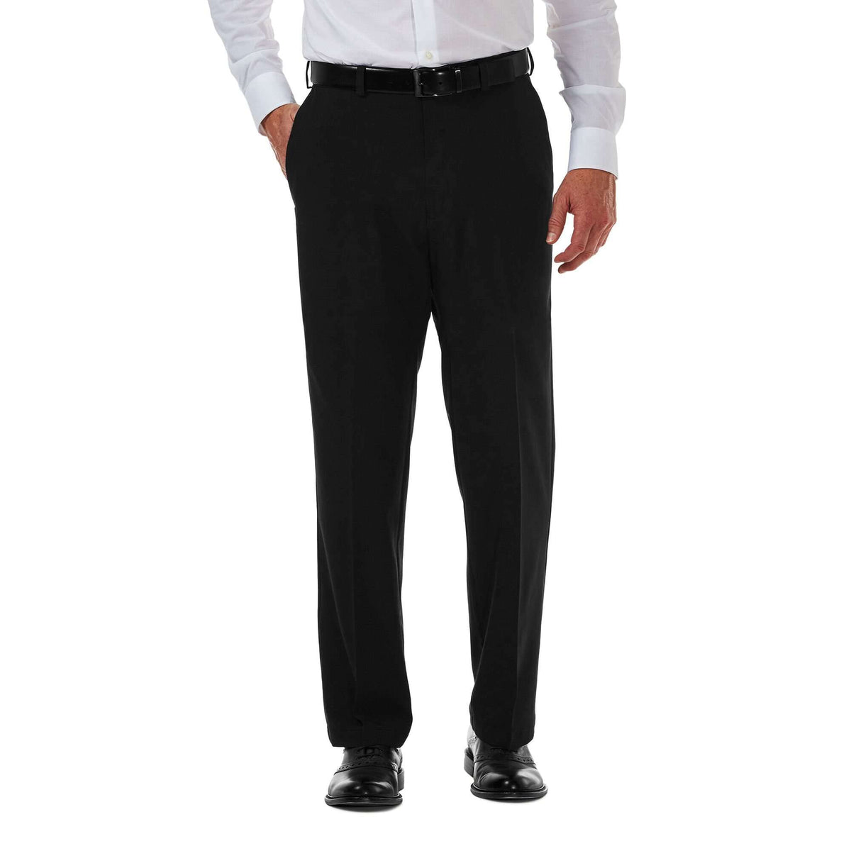 Haggar Mens Cool 18 Pro Classic Fit Flat Front Pant - Regular And Big  Tall Sizes, Black, 36W X 29L