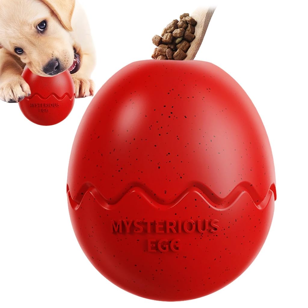 Qpets Dog Egg Bowl Toy Balls, Dog Ball Dog Slow Feeding Chew Egg Bowl Ball Birthday Gifts for Dog, Licking Toy Durable Rubber Eg
