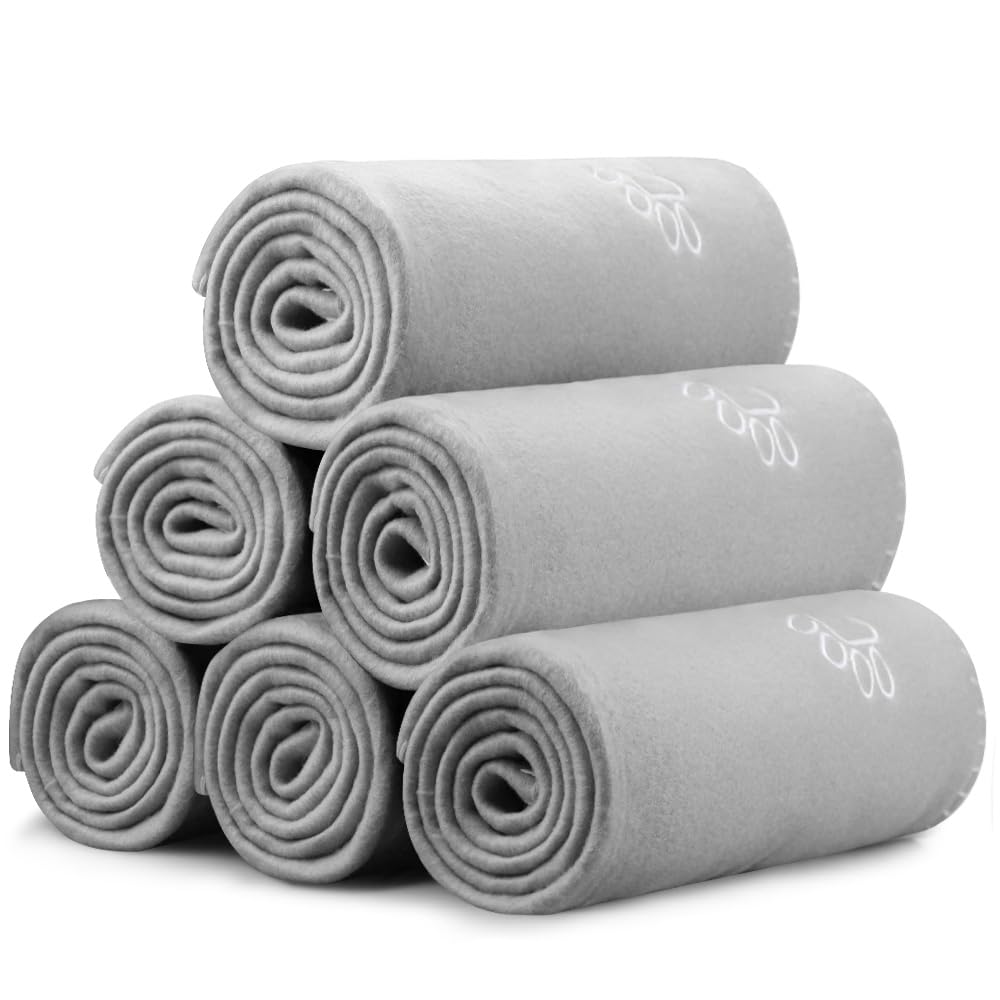 Mieakvool Puppy Dog Blanket, 6 Pack Pet Blankets For Puppy Cats Pets Fleece Paw Print Dog Blanket For Small Medium Pet Dog Cat W