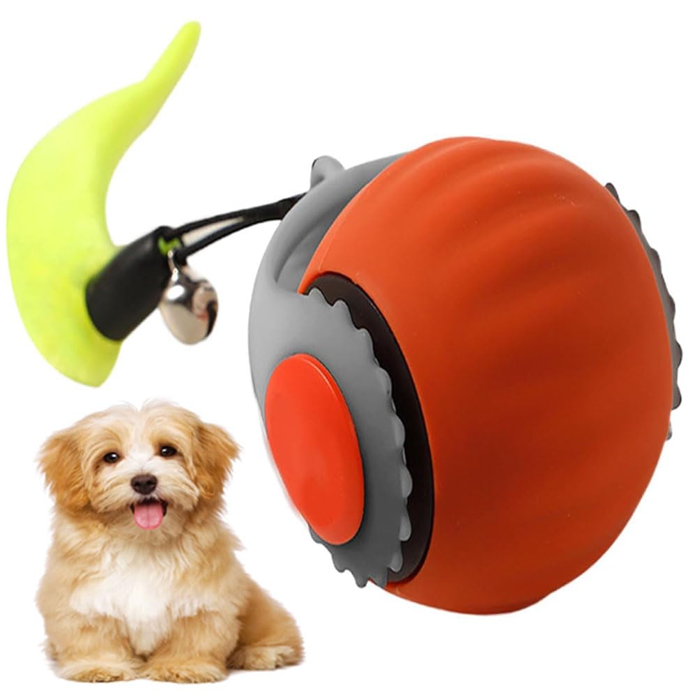 2 Pack Automatic Moving Dog Toy Ball,Smart Interactive Cat Toy Ball With Tail&Interactive Sensor,(2Packs Orange)