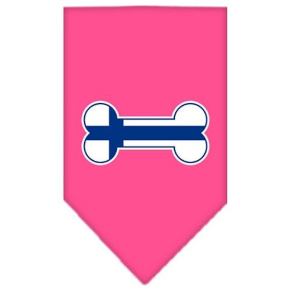 Pet and Dog Bandana Screen Printed, &quot;Bone Flag Finland&quot; Bright Pink Small