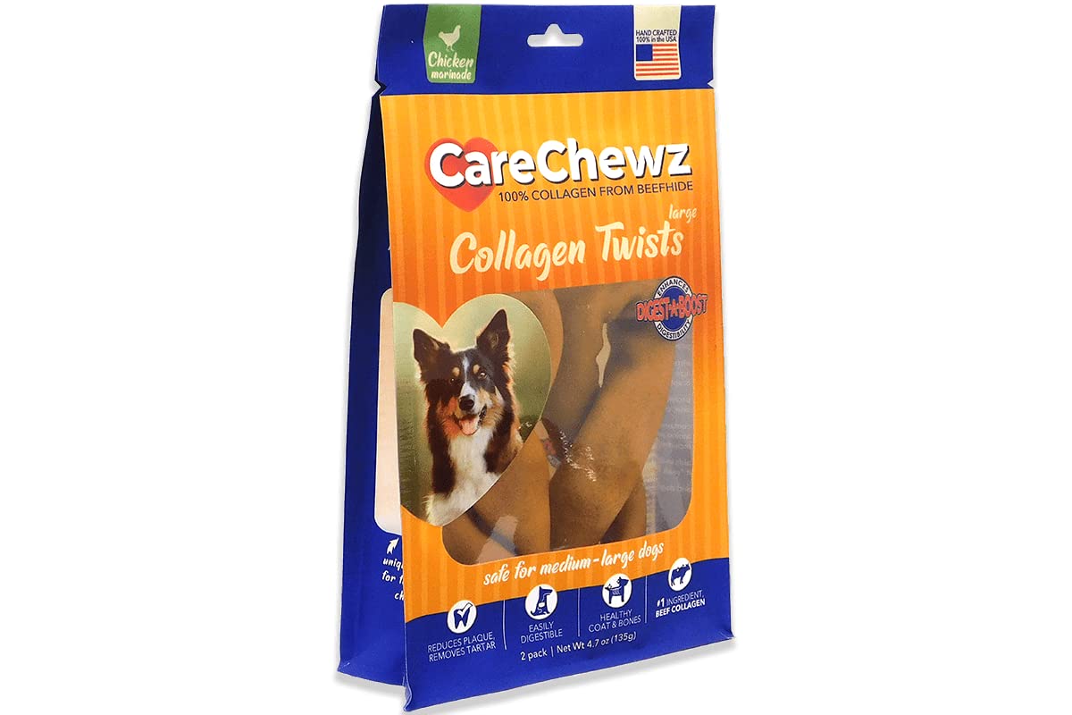 Pet Factory CareChewz Collagen 6-7 Twist Keys Dog Chew Treats - Chicken Flavor, 2 Count/1 Pack