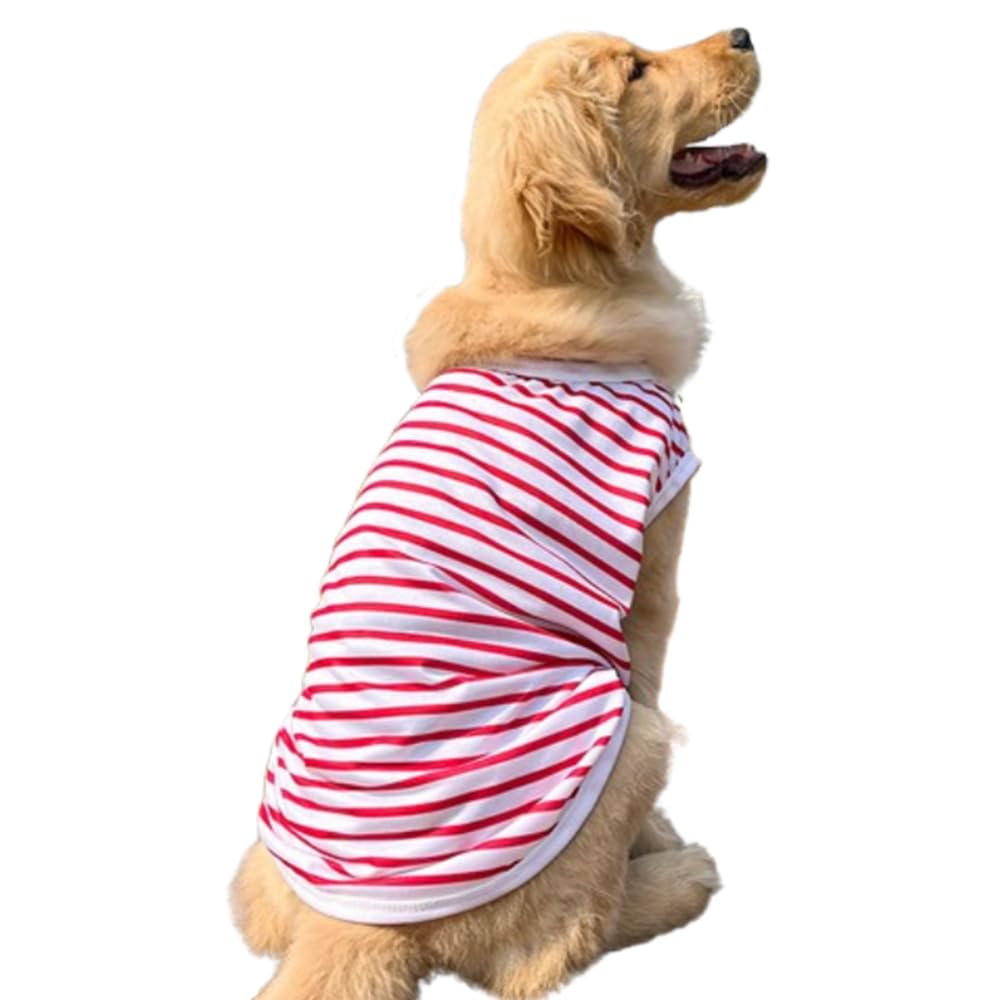 Aniac Summer Xl Dog Shirt For Girl Boy Red White Striped Cotton Dog T-Shirt White Breathable Basic Tank Top Sleeveless Doggy Ves