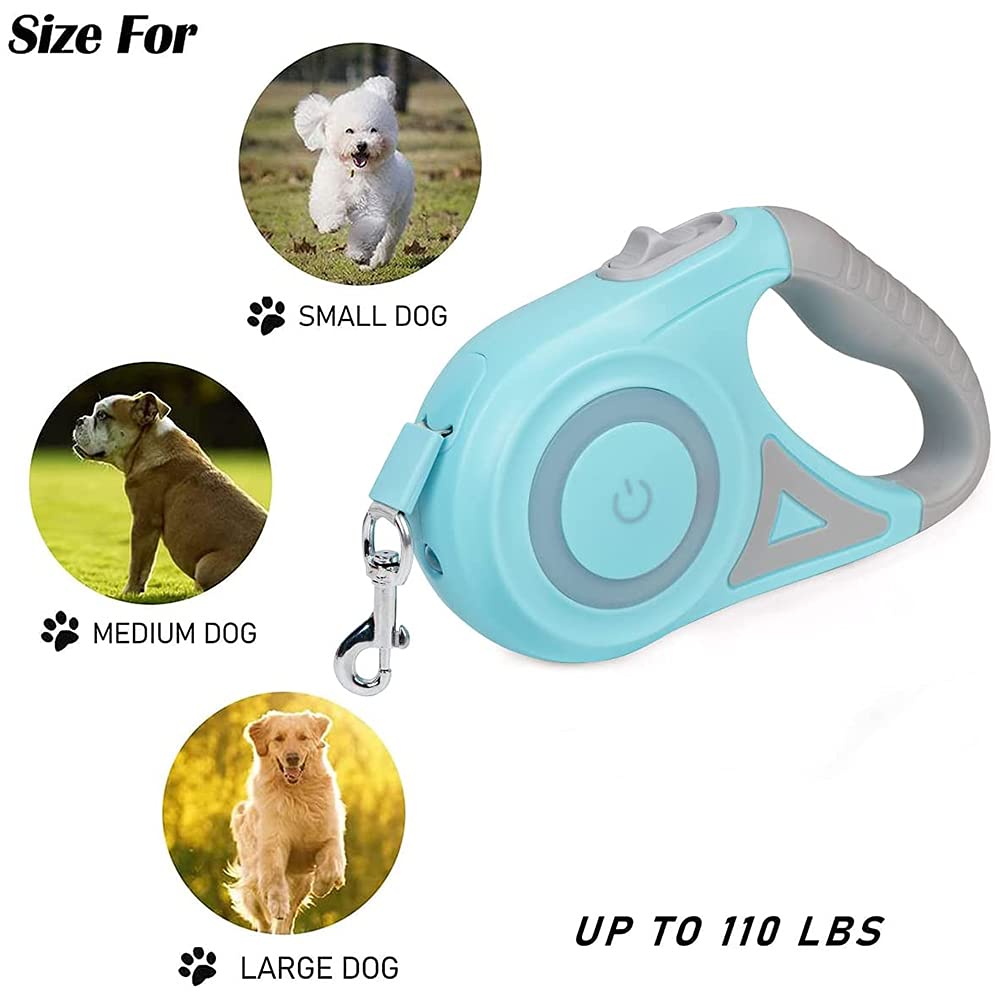 Green Luminous Automatic Retractable Dog Leash With Flashlight And Safety Led For Night Walks & Ultimate Freedom Retractable Dog