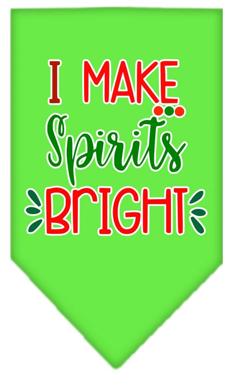 Christmas Pet and Dog Bandana Screen Printed, &quot;I Make Spirits Bright&quot; Lime Green Small