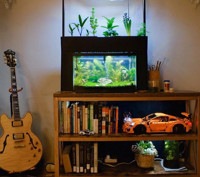 Aquasprouts Aquaponics Garden, Self-Sustaining Desktop Aquarium Hydroponics Ecosystem Kit, Fits Standard 10 Gallon Aquariums
