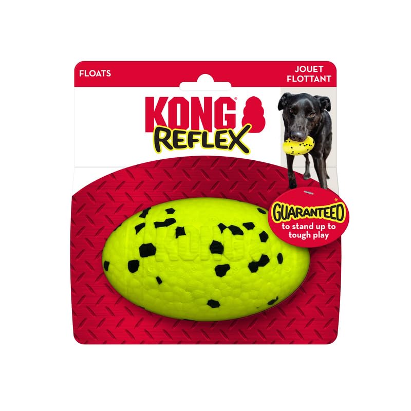 Kong Reflex Ball Dog Toy - Lightweight Durable Bouncy Fetch Toy - High-Bounce, Floats For Water Play (Medium/Large Football 2 Pa