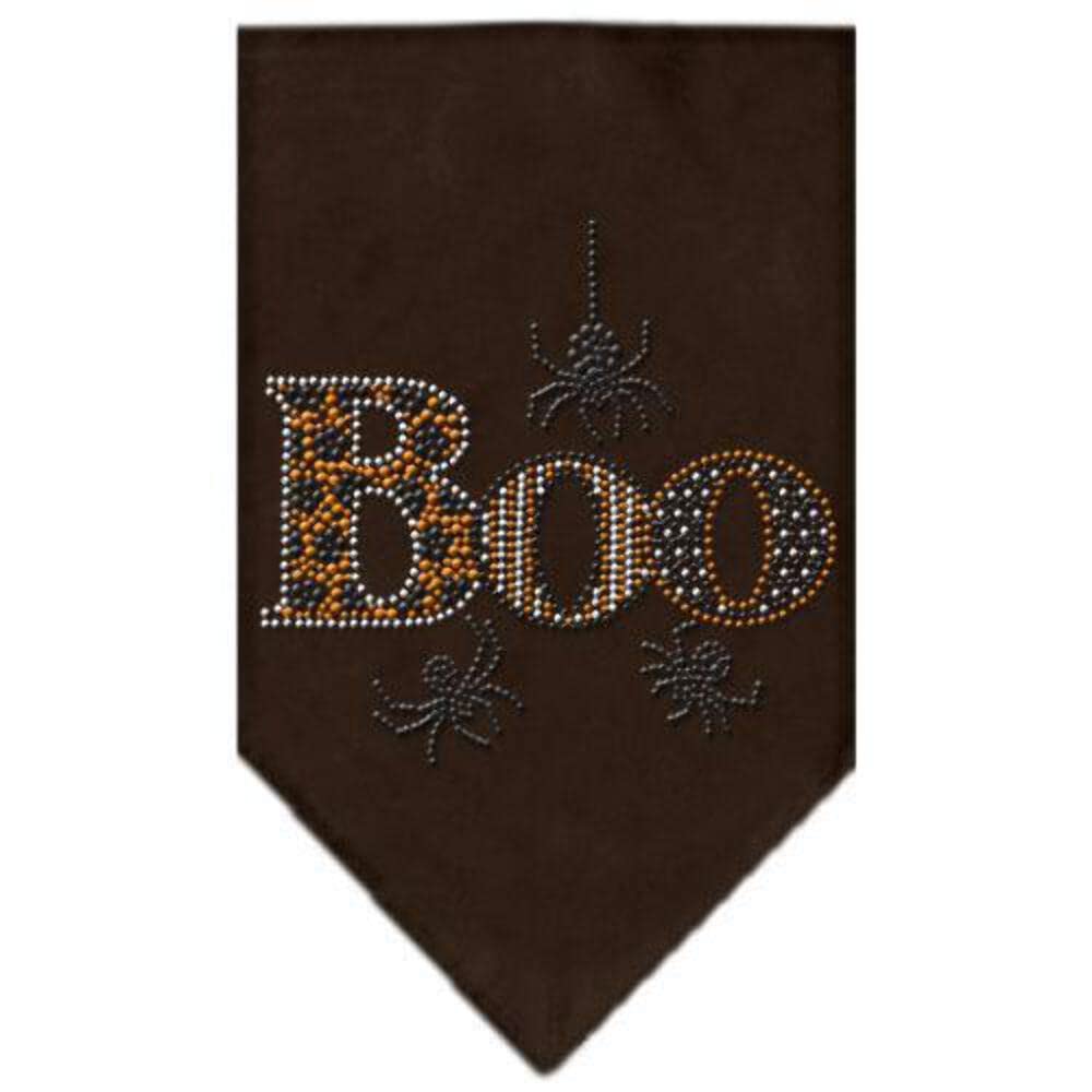 Mirage Pet Products Boo Rhinestone Bandana Brown, Large