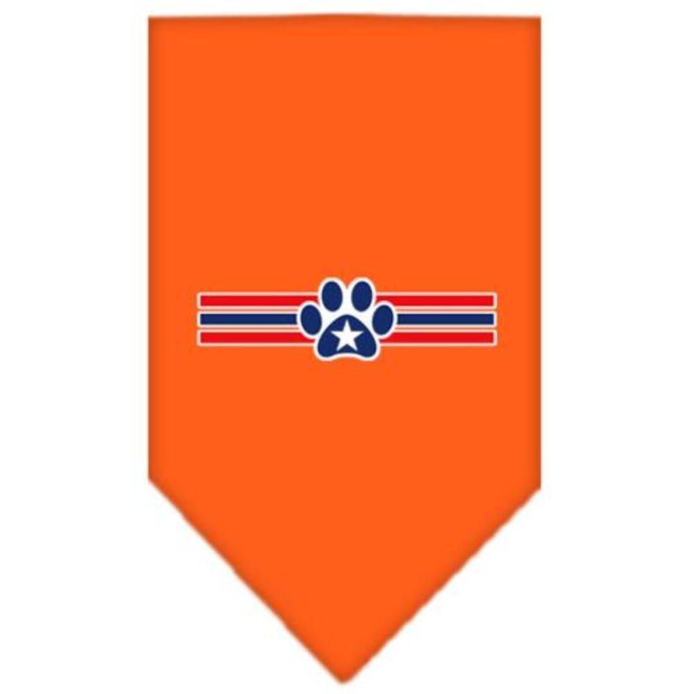 Pet and Dog Bandana Screen Printed, &quot;Patriotic Star Paw&quot; Orange Large