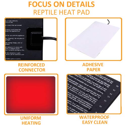 Aiicioo Under Tank Heater Thermostat - Reptile Heating Pad With Temperature Control Reptile Heat Mat For Combo Set For Hermit Crab Lizard Terrarium 8W