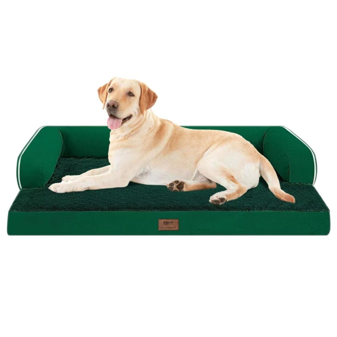 Large Dog Bed Orthopedic Washable: Beds Bolster - Xl Xlarge Big Dogs - Memory Foam - Ultra-Soft Xxl Dog Crate Bed - Waterproof With Removable Cover - Emerald Dog Bed