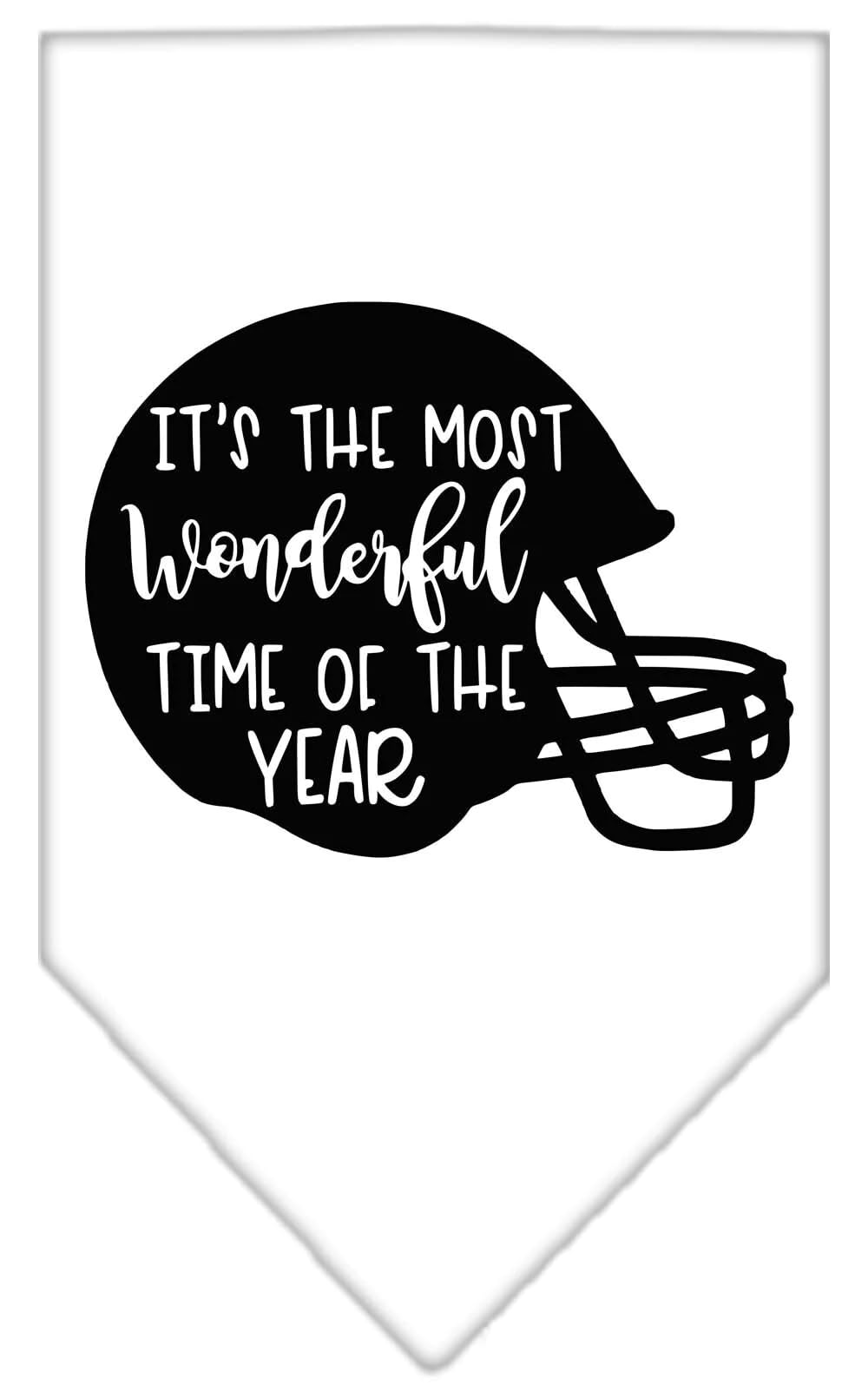 Pet and Dog Bandana Screen Printed, "It's The Most Wonderful Time Of The Year (Football)" White Large