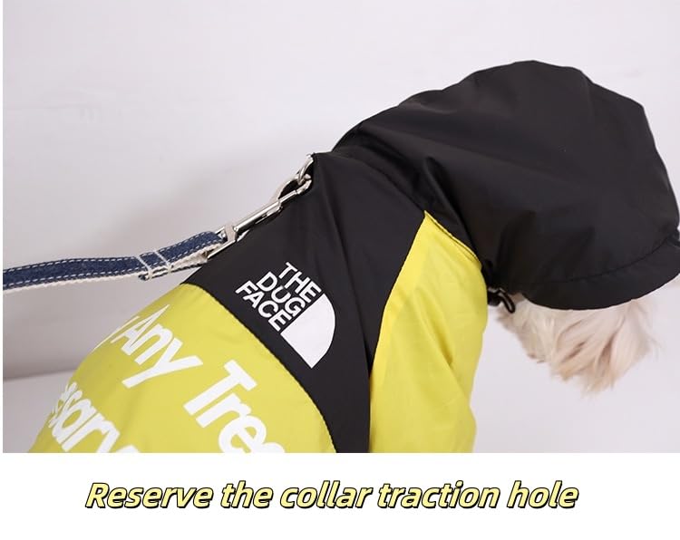 Dog Raincoat Rain Jacket,Slicker Poncho Adjustable Waterproof Dog Raincoat With Leash Hole/Reflective Words Hooded Snowproof Win