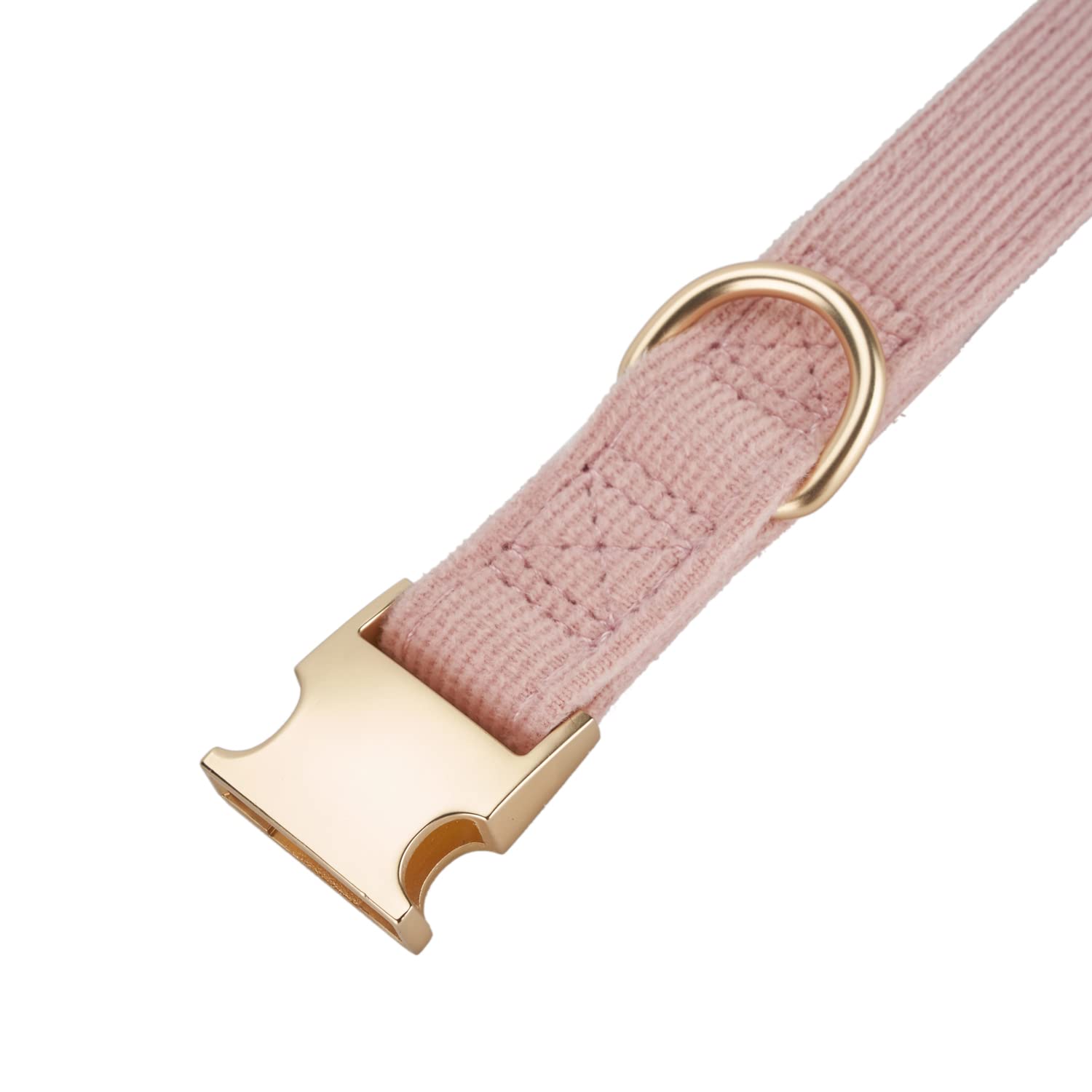 Petiry Soft Corduroy Fibric Dog Collar with High Grade Metal Buckle, for Large Dogs(Light Pink,Large:17-26'')