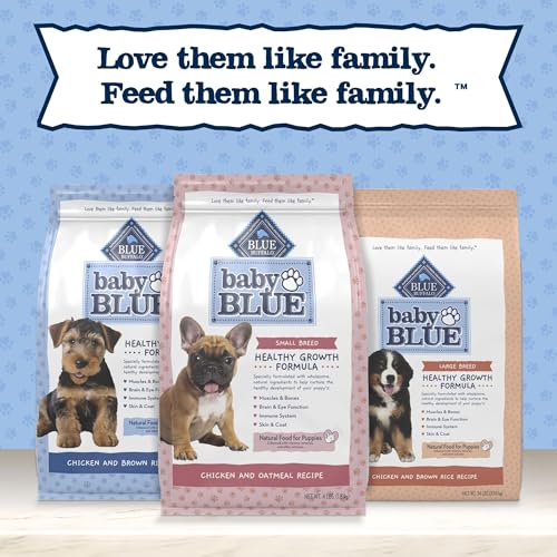 Blue Buffalo Baby Blue Natural Dry Food for Puppies, Healthy Growth Formula with DHA, Savory Chicken Recipe, 4-lb. Bag