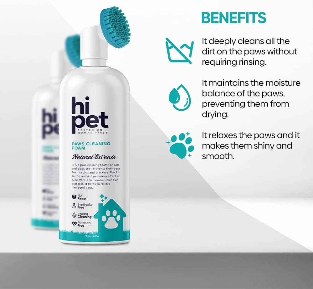Hipet Dog Paw Cleaner Foam With Built-In Paw Scrubber Brush, Paw Cleaner For Dogs And Cats, Cat And Dog Paw Moisturizer, Effortl