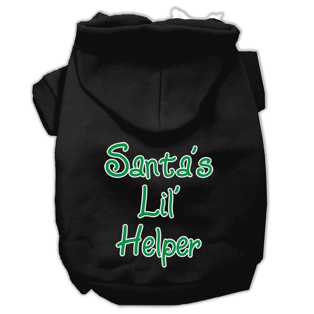 Christmas Pet Dog & Cat Hoodie Screen Printed, Santa's Lil Helper Light Pink LG (10-14 lbs.)