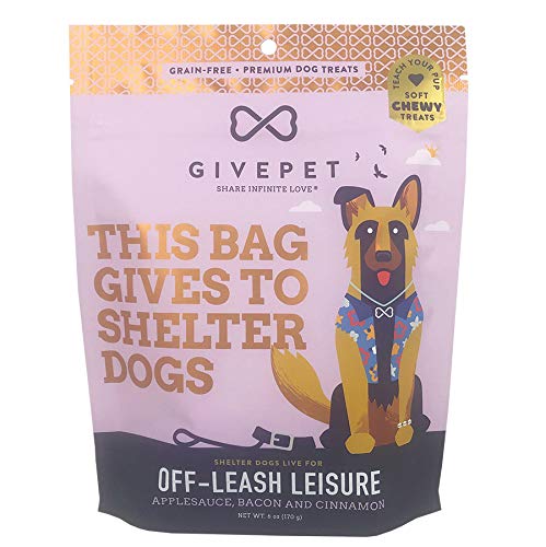 Givepet Off-Leash Leisure Dog Treats 6 Oz - Premium Soft Dog Training Treats, No Artificial Flavors - Applesauce Bacon And Cinnamon Dog Snacks - Dog Treat Bag