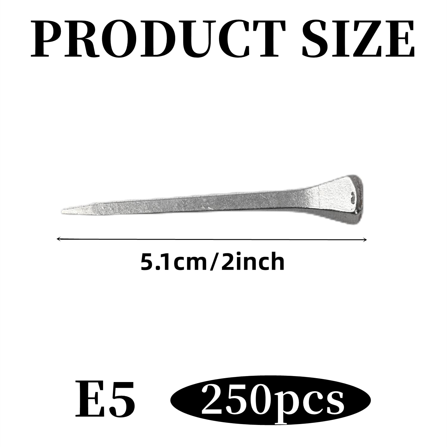 Lukar 250Pcs E5 Horseshoe Nails 2 Inch Stainless Steel Horse Shoe Nails For Stained Glass, Crafts, Horse Training Equestrian Spo