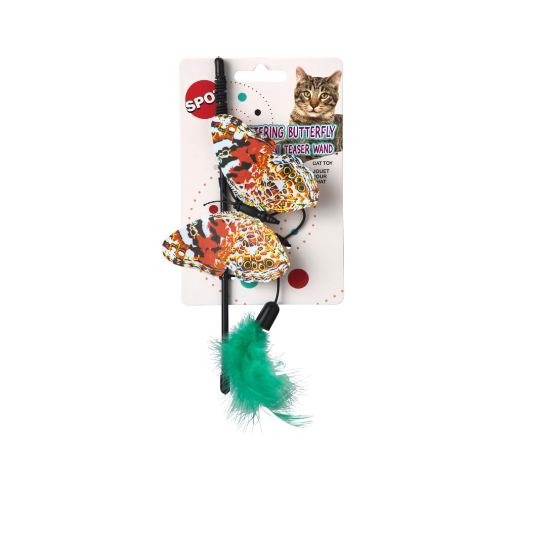 Spot Ethical Pet Products Fluttering Butterfly Mini Teaser Wand For Cat, 8'