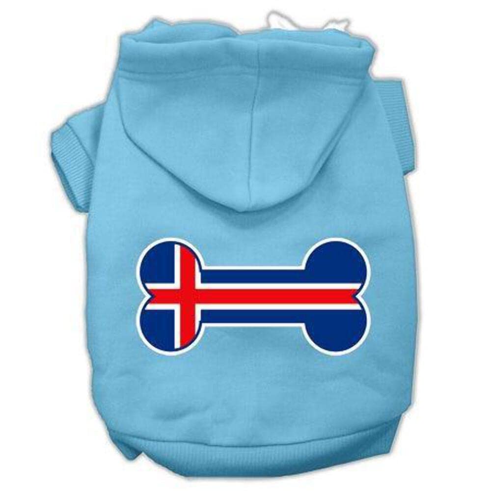 Pet, Dog & Cat Hoodie Screen Printed, 'Bone Shaped Iceland Flag' Purple Xl