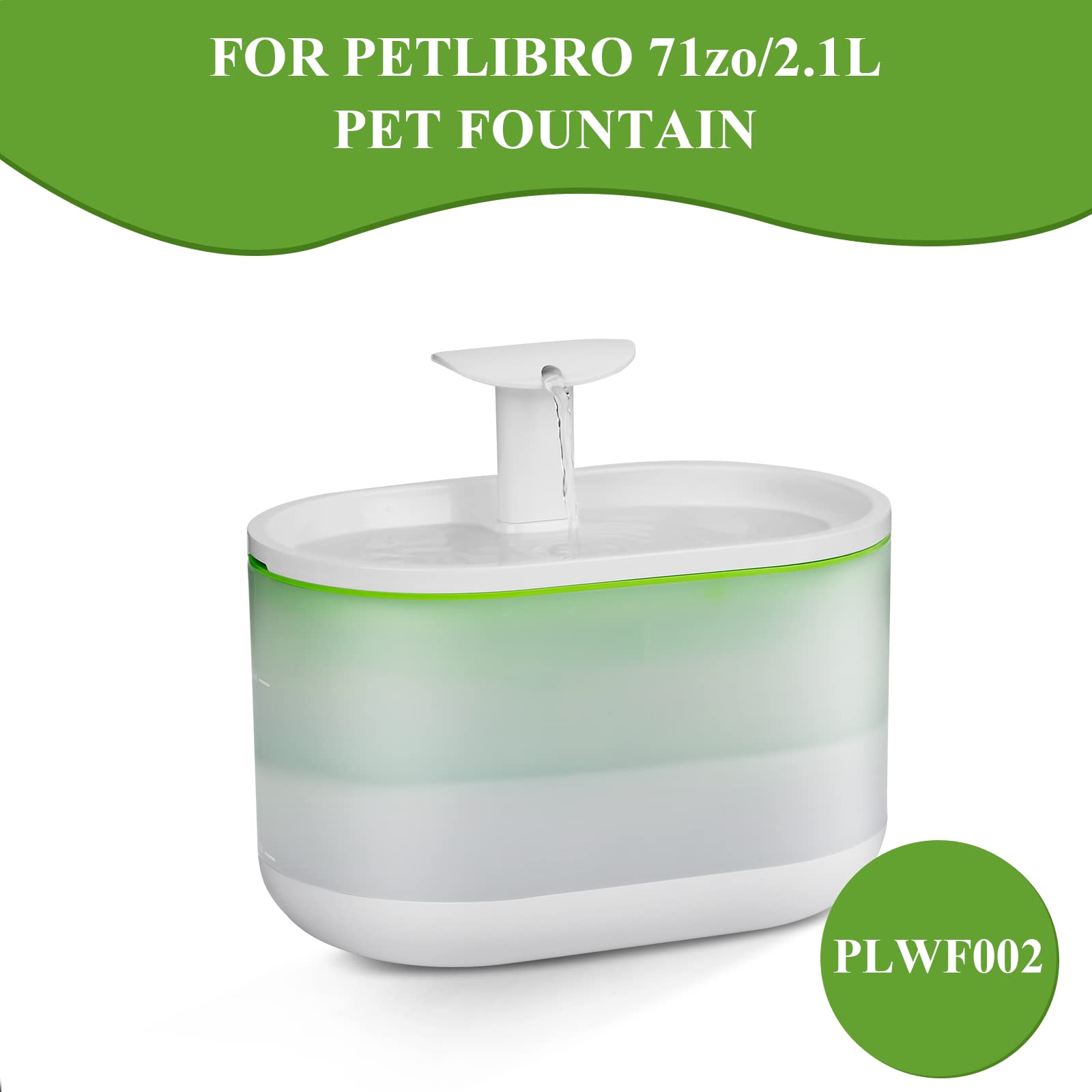 8 Pack Cat Water Fountain Filters with 8 Sponges, Pet Water Fountain Replacement Filter for 71oz/2.1L PLWF002 Capsule Cat Water