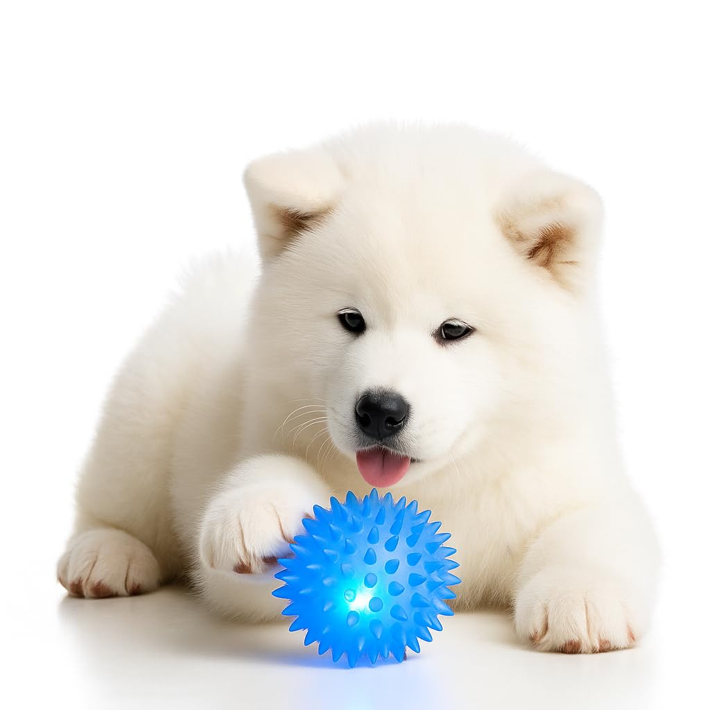 WAGGYTAILS Premium Spiked Led Squeaky Ball for Dogs (Made in U.A.E)  Durable Rubber Pet Toy for Chewing, Fetch & Play | LightU